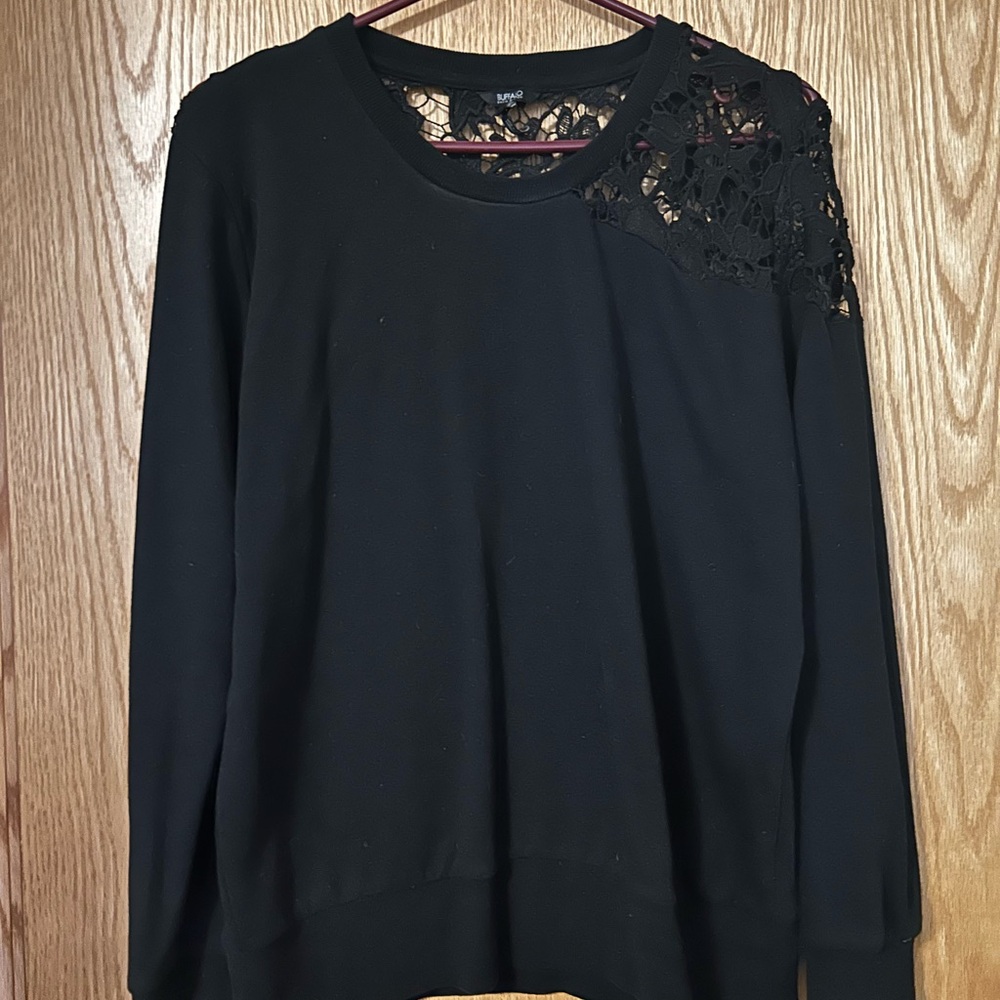 Buffalo David Bitton Black Lace Accent Sweatshirt